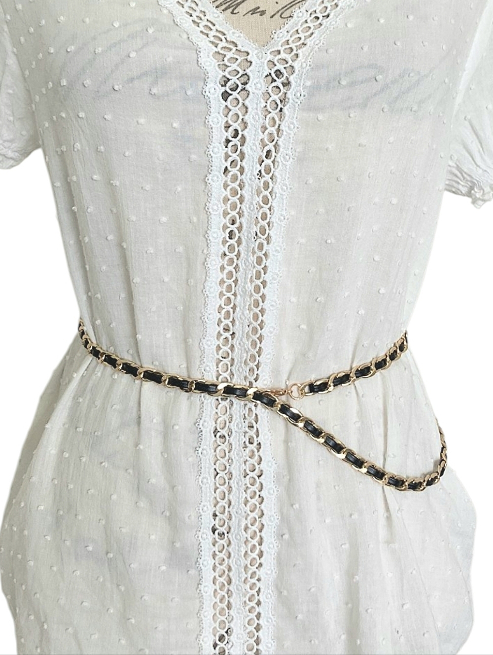 Gold/Black Coin Charm Chain Belt